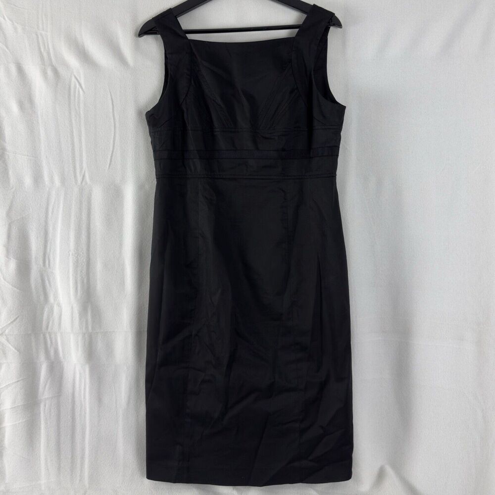 Jacob Size 11/12 Sleeveless Square Neck Midi Sheath Dress Black Stretch Lined
